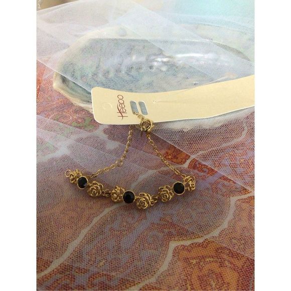 NWT Gold & Black Flower Ankle Bracelet Anklet - Picture 9 of 10